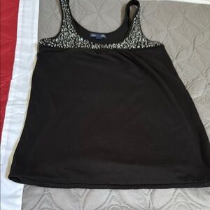 Black Sleeveless Top with Silver Accents
